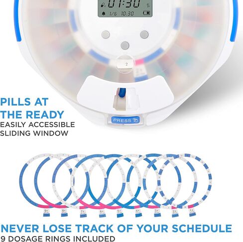 يعيش غرامة ذكية واي فاي موزع حبوب منع الحمل واضحة واضحة | منظم الأدوية لمدة 28 يومًا حتى 9 جرعات يوميًا لمراقبة الرعاية مع مفتاح القفل ، وإنذارات الضوء/الصوت للوصفات الطبية والفيتامينات in Kuwait