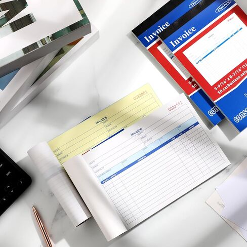 Lincia 10 Pads Invoice Book 2 Part Carbonless Receipt Book, 5.5 x 8.4 Inch 2 Part Duplicate Receipt Book with Carbonless Copies Receipt Log Book 50 Sets Per Book 1 Receipts Per Page in Saudi Arabia