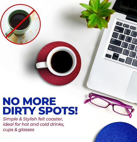 A&A Wonders Premium Felt Coasters for Drink, Absorbent Felt Protects Furniture, Table, Anti Slip, Absorbent, Suitable for Drinks & All Table Types (Light Gray/Dark Gray, Square 18 Pack) in Saudi Arabia