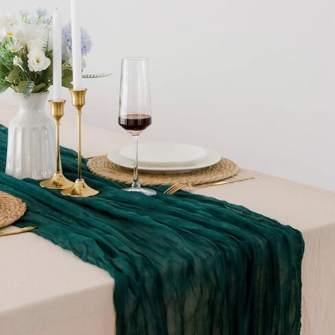 2 Pack Gauze Table Runner - 10FT Cheesecloth Table Runners Bulk for Baby Shower,Wedding Decor,Gender Reveal,Birthday Party,Boho Decorations (White, 2 Pack-10FT) in Kuwait