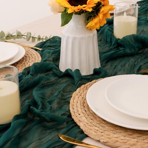 2 Pack Gauze Table Runner - 10FT Cheesecloth Table Runners Bulk for Baby Shower,Wedding Decor,Gender Reveal,Birthday Party,Boho Decorations (White, 2 Pack-10FT) in Kuwait