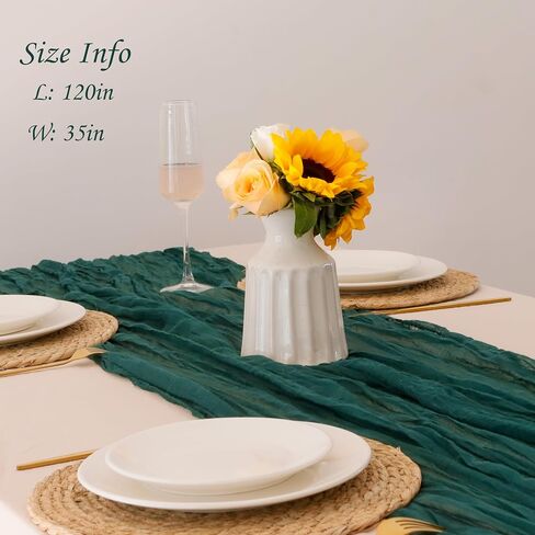 2 Pack Gauze Table Runner - 10FT Cheesecloth Table Runners Bulk for Baby Shower,Wedding Decor,Gender Reveal,Birthday Party,Boho Decorations (White, 2 Pack-10FT) in Kuwait