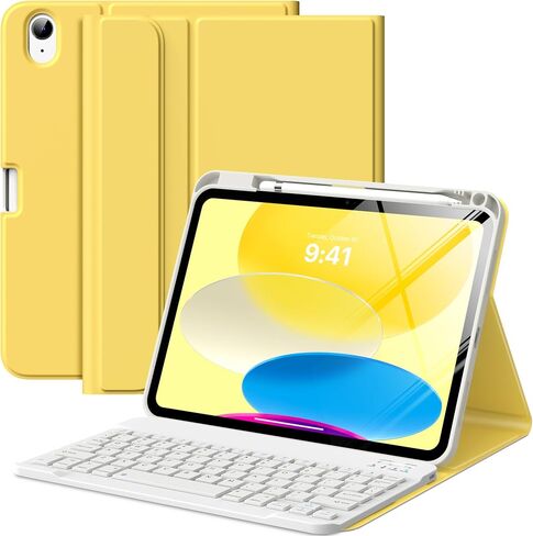 MoKo for iPad (A16) 11th/10th Gen Case with 7 Color Backlit Keyboard Pink | for iPad 11 inch 2025 10.9 inch 2022 Case with Pencil Holder, Multi-Angle Detachable Bluetooth Keyboard, Auto Wake Sleep in Kuwait