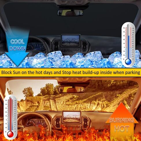 مظلة شمسية TOPINSTALL 2024 قابلة للطي متوافقة مع 22-24 منعش Chevy Silverado/GMC Sierra 1500، 2024 Silverado Sierra 2500/3500HD & 2022 نموذج منعش، واقي شمس من البوليستر العاكس in Kuwait