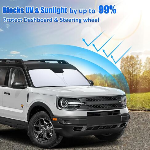 مظلة شمسية TOPINSTALL 2024 قابلة للطي متوافقة مع 22-24 منعش Chevy Silverado/GMC Sierra 1500، 2024 Silverado Sierra 2500/3500HD & 2022 نموذج منعش، واقي شمس من البوليستر العاكس in Kuwait