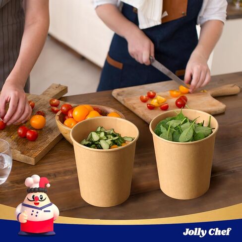 حاويات حساء ورق jolly Chef 32 أوقية مع أغطية تنفيس ، و 25 حاوية قابلة للتصرف ، للذهاب أكواب الحساء مع الأغطية in Kuwait