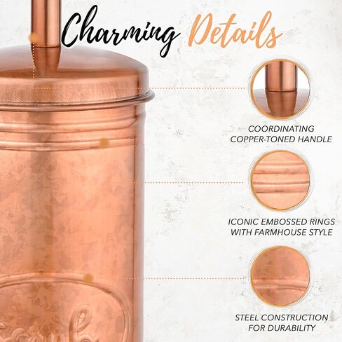Autumn Alley Toilet Bowl Brush and Holder Copper Bathroom Accessories, Bathroom Toilet Brush for Modern Farmhouse Bathroom Decor, Standing Rustic Toilet Bowl Brush with Holder, Bathroom Decor Sets in Kuwait