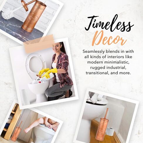 Autumn Alley Toilet Bowl Brush and Holder Copper Bathroom Accessories, Bathroom Toilet Brush for Modern Farmhouse Bathroom Decor, Standing Rustic Toilet Bowl Brush with Holder, Bathroom Decor Sets in Kuwait