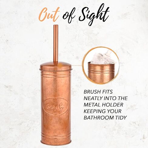 Autumn Alley Toilet Bowl Brush and Holder Copper Bathroom Accessories, Bathroom Toilet Brush for Modern Farmhouse Bathroom Decor, Standing Rustic Toilet Bowl Brush with Holder, Bathroom Decor Sets in Kuwait