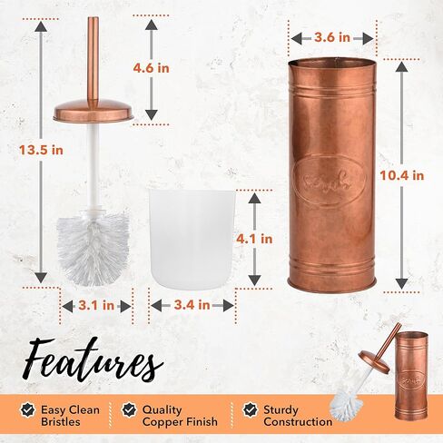 Autumn Alley Toilet Bowl Brush and Holder Copper Bathroom Accessories, Bathroom Toilet Brush for Modern Farmhouse Bathroom Decor, Standing Rustic Toilet Bowl Brush with Holder, Bathroom Decor Sets in Kuwait