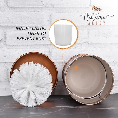 Autumn Alley Toilet Bowl Brush and Holder Copper Bathroom Accessories, Bathroom Toilet Brush for Modern Farmhouse Bathroom Decor, Standing Rustic Toilet Bowl Brush with Holder, Bathroom Decor Sets in Kuwait