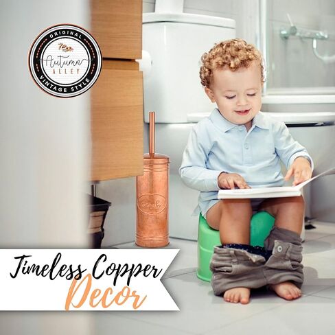 Autumn Alley Toilet Bowl Brush and Holder Copper Bathroom Accessories, Bathroom Toilet Brush for Modern Farmhouse Bathroom Decor, Standing Rustic Toilet Bowl Brush with Holder, Bathroom Decor Sets in Kuwait