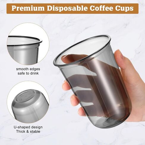 50 Pcs 16oz Disposable Stemless Glasses Crystal Plastic Wine Glasses Clear Classic Pet Cup for Meeting Weddings Birthdays Cocktail Christmas Party Supplies(Pink) in Kuwait