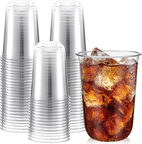 50 Pcs 16oz Disposable Stemless Glasses Crystal Plastic Wine Glasses Clear Classic Pet Cup for Meeting Weddings Birthdays Cocktail Christmas Party Supplies(Pink) in Kuwait