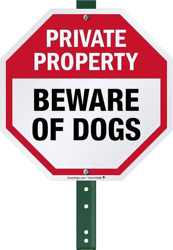 SmartSign Private Property Beware of Dogs Decals Set |Two 4"x4" & One 2.75"x2.75" Reflective Laminated Adhesive Labels/Stickers, Made in USA in Kuwait