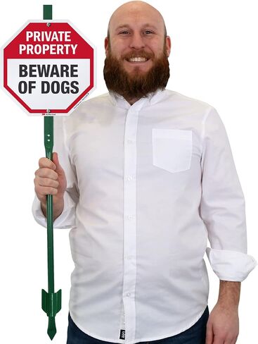 SmartSign Private Property Beware of Dogs Decals Set |Two 4"x4" & One 2.75"x2.75" Reflective Laminated Adhesive Labels/Stickers, Made in USA in Kuwait