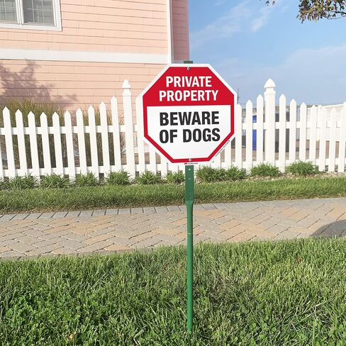 SmartSign Private Property Beware of Dogs Decals Set |Two 4"x4" & One 2.75"x2.75" Reflective Laminated Adhesive Labels/Stickers, Made in USA in Kuwait