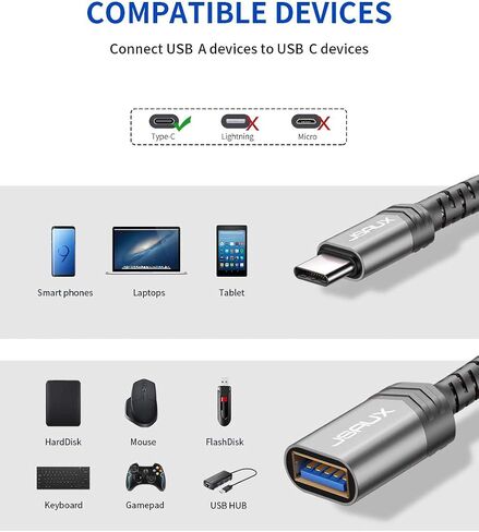 JSAUX USB C to USB Adapter 3.0 [2 Pack], Type C OTG Adapter-Red | USB C Male to USB A Female Adapter Compatible with MacBook, iPhone 17 Pro Max/17 Air/17/16/15, Samsung S25/S24/S23 in Saudi Arabia