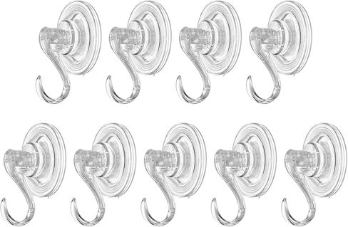 HARFINGTON 10pcs Suction Cup Hooks 2.44" Powerful Vacuum Suction Shower Hooks Waterproof Reusable Wreath Cup Bathroom Hook Load 6.6 lbs for Kitchen Restroom Window Wall Glass Door, Clear in Saudi Arabia