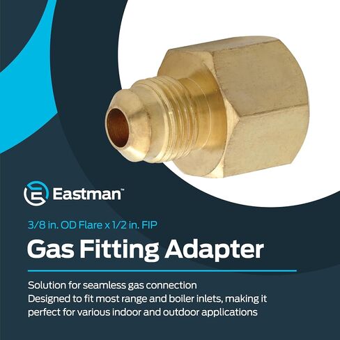 Eastman 1/2 بوصة OD Flare × 1/2 بوصة محول تركيب الغاز FIP للغاز الطبيعي والبروبان السائل ، الفولاذ المطلي بالزنك ، 65728B in Kuwait