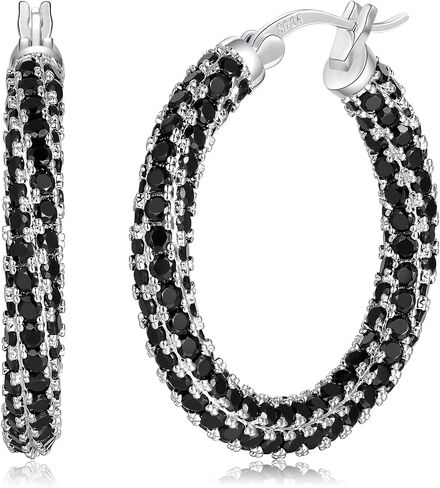 CiNily Hoop Earrings for Women Hypoallergenic, 14K Gold Plated 925 Sterling Silver Lightweight Mult-colors Crystal CZ Chunky Open Hoops Earrings Jewelry Gifts for Sensitive Ears 28mm/1.2" in Saudi Arabia
