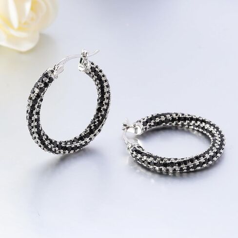 CiNily Hoop Earrings for Women Hypoallergenic, 14K Gold Plated 925 Sterling Silver Lightweight Mult-colors Crystal CZ Chunky Open Hoops Earrings Jewelry Gifts for Sensitive Ears 28mm/1.2" in Saudi Arabia