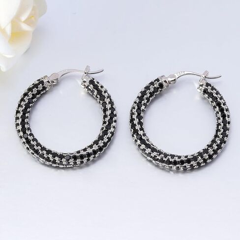 CiNily Hoop Earrings for Women Hypoallergenic, 14K Gold Plated 925 Sterling Silver Lightweight Mult-colors Crystal CZ Chunky Open Hoops Earrings Jewelry Gifts for Sensitive Ears 28mm/1.2" in Saudi Arabia
