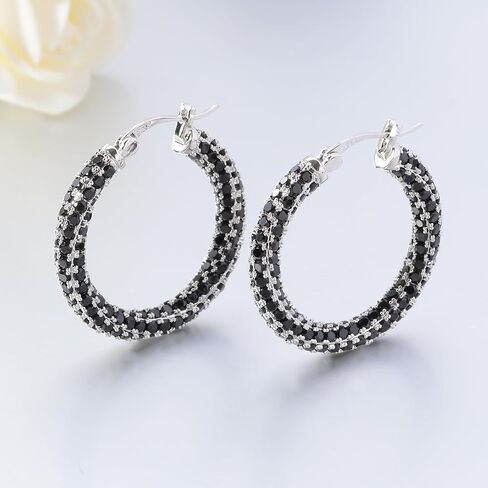 CiNily Hoop Earrings for Women Hypoallergenic, 14K Gold Plated 925 Sterling Silver Lightweight Mult-colors Crystal CZ Chunky Open Hoops Earrings Jewelry Gifts for Sensitive Ears 28mm/1.2" in Saudi Arabia