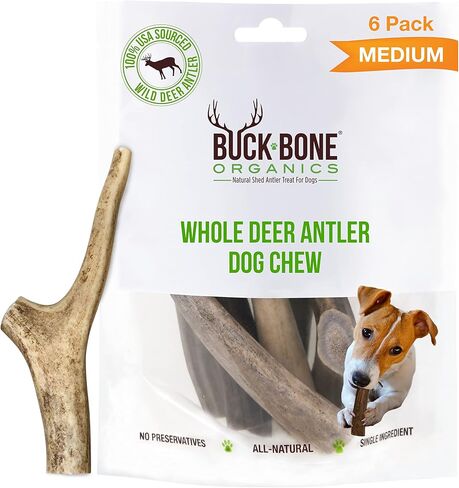 Buck Bone Organics Deer Antler Dog Bones, Premium Grade A - Natural Dog Treat, Made in Montana (Medium) in Saudi Arabia