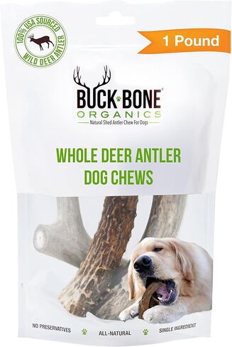 Buck Bone Organics Deer Antler Dog Bones, Premium Grade A - Natural Dog Treat, Made in Montana (Medium) in Saudi Arabia