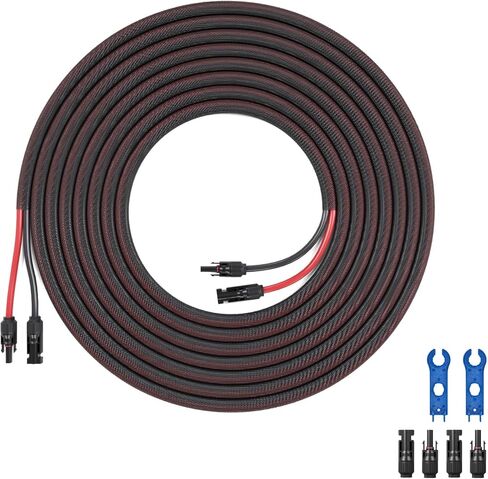 كابل تمديد الألواح الشمسية 10FT سلك مزدوج من النحاس النقي 10AWG كابل تمديد شمسي مع غمد، كابل شمسي للألواح الشمسية IP67 مقاوم للهب ومقاوم للتآكل (10AWG 10FT) in Saudi Arabia