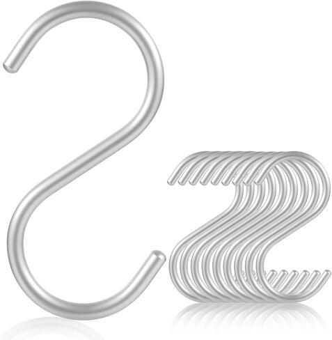 SIAMESE Aluminum S Hooks for Hanging, Gold Utility S Typed Hooks for Hanging Plant Shower Curtain Hooks Pot Rack Pan Mug Hanger, Stainless Steel Hooks Metal Heavy Duty Hanging Hooks 10 Pcs (Gold) in Kuwait