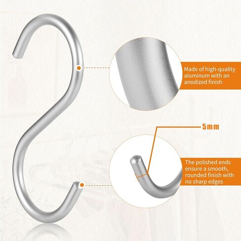 SIAMESE Aluminum S Hooks for Hanging, Gold Utility S Typed Hooks for Hanging Plant Shower Curtain Hooks Pot Rack Pan Mug Hanger, Stainless Steel Hooks Metal Heavy Duty Hanging Hooks 10 Pcs (Gold) in Kuwait