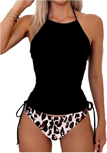 Two Piece Tankini Bathing Suits for Women Halter Bikini Tummy Control Swimsuits in Saudi Arabia