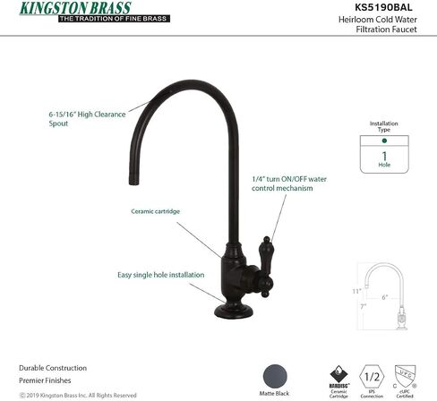 Kingston Brass KS5192BAL Heirloom Single-Handle Water Filtration Faucet, Polished Brass in Kuwait