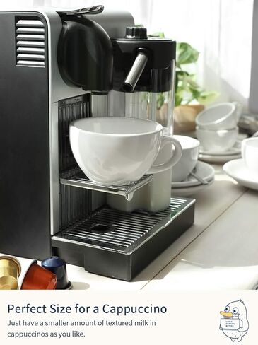 LE TAUCI 8 oz Cappuccino Cups with Saucers,Ceramic Large Coffee Cup for Au Lait, Double shot, Latte, Cafe Mocha, Tea - Set of 4, White in Kuwait