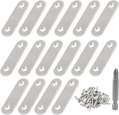 Hordion 16pcs قوسين مستقيم هدفين ، قوس إصلاح الصلب المعدني 37 ملم مع المعادن مع مسامير للأثاث الخشبي in Kuwait