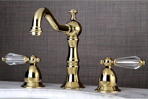 Kingston Brass KS1972WLL Wilshire Widespread Lavatory Faucet Pop-Up, 7-1/2" in Spout Reach, Polished Brass in Kuwait
