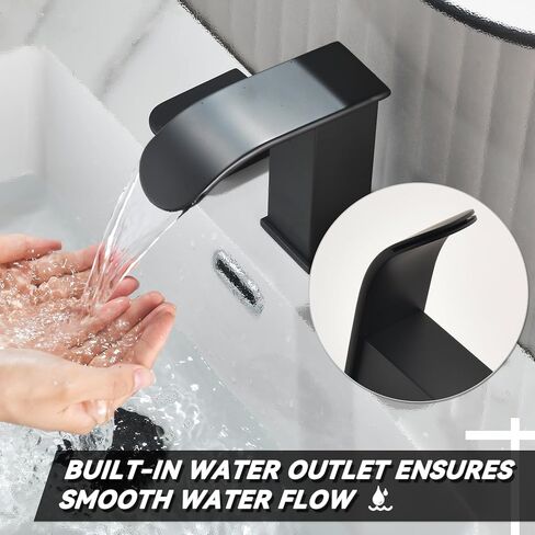 Bathroom Sink Faucet 3 Hole Brushed Gold, Waterfall Bathroom Faucet with Pop Up Drain and cUPC Supply Line, 2 Handle Metal Widespread Faucet for Bathroom Vanity Sink in Saudi Arabia