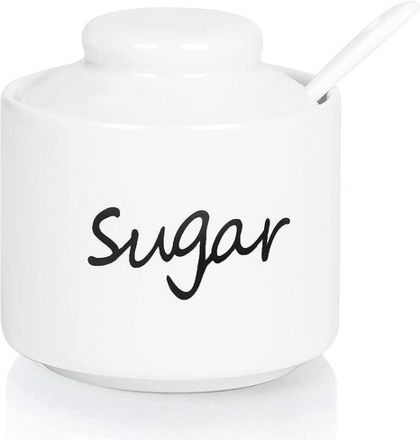 ONTUBE Ceramic Sugar Bowl with Lid and Spoon,Porcelain Sugar Pot,8oz (Black) in Kuwait