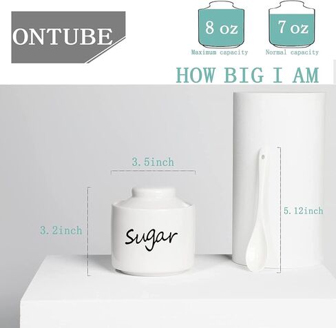 ONTUBE Ceramic Sugar Bowl with Lid and Spoon,Porcelain Sugar Pot,8oz (Black) in Kuwait