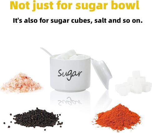ONTUBE Ceramic Sugar Bowl with Lid and Spoon,Porcelain Sugar Pot,8oz (Black) in Kuwait