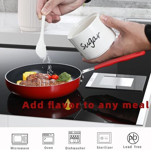 ONTUBE Ceramic Sugar Bowl with Lid and Spoon,Porcelain Sugar Pot,8oz (Black) in Kuwait