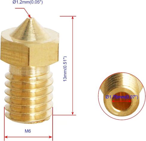 Aopin M6 1.75mm بثقات الفهورة 3D الطابعة 1.2 مم / 0.047 " in Kuwait