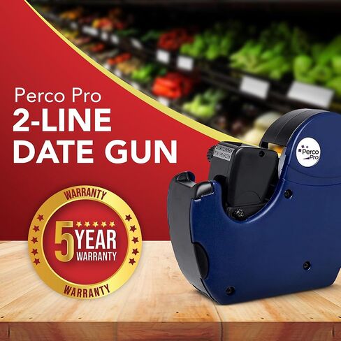 مجموعة ملصقات Perco Pro 2 Line Price Gun - تتضمن مسدس تسعير خطين، و10,500 ملصق أبيض عادي، وحبر محمل مسبقًا in Kuwait