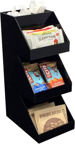 Mind Reader Coffee Tea Utensil and Condiment Station, Countertop Organizer, Coffee Bar, Kitchen, 6"L x 9"W x 16"H, Black in Kuwait