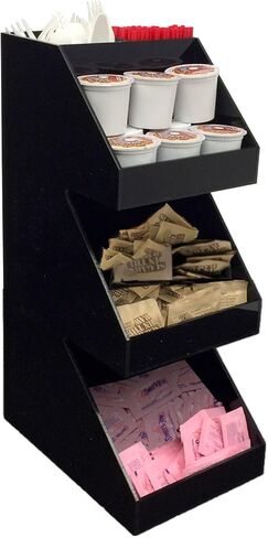 Mind Reader Coffee Tea Utensil and Condiment Station, Countertop Organizer, Coffee Bar, Kitchen, 6"L x 9"W x 16"H, Black in Kuwait