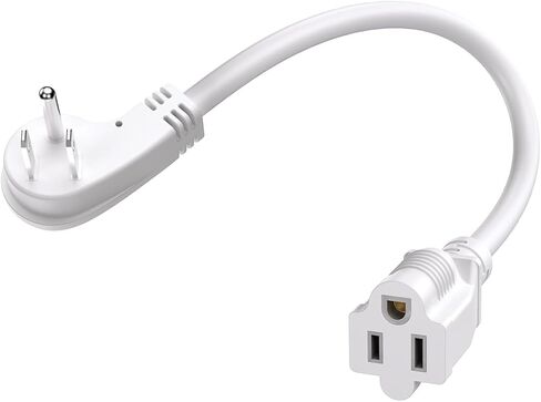 Flat Plug Short Power Extension Cord 1 Foot White 14 AWG 15A 1875W Low Profile 3-Prong Indoor Extension Cable (3 Pack) in Kuwait