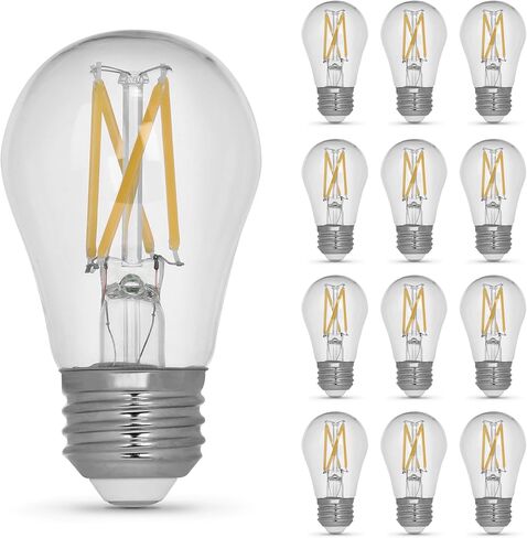 Feit Electric A15 LED LED LED BLOB ، 60 و WENTERANTALENT ، قابلة للضايق ، قاعدة E26 ، 2700 كيلو أبيض ناعم ، مصباح إديسون من الزجاج الصافي للمنزل ، المكتب ، عمر 13 عامًا ، BPA1560927CAFIL2RP/6 ، 12 حزمة in Kuwait