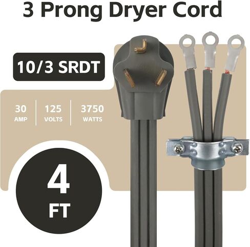 3 سلك مجفف الشق ، 10 أقدام 10/3 SRDT ، 30 أمبير امتداد سلك الطاقة ، NEMA 10-30 ، أسود in Kuwait